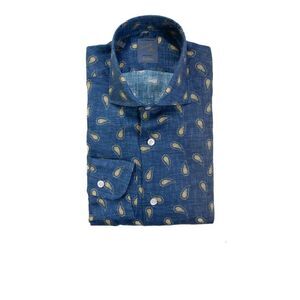 BARBA NAPOLI Paisley Print Button-Up Shirt Men BLUE Shirts